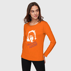 Лонгслив хлопковый женский Виктор Цой, цвет: оранжевый — фото 2