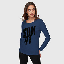Лонгслив хлопковый женский Sum Forty One, цвет: тёмно-синий — фото 2