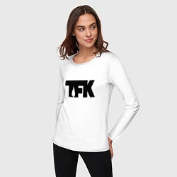 Лонгслив хлопковый женский TFK: Black Logo, цвет: белый — фото 2