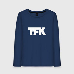 Лонгслив хлопковый женский TFK: White Logo, цвет: тёмно-синий