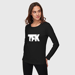 Лонгслив хлопковый женский TFK: White Logo, цвет: черный — фото 2