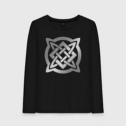 Лонгслив хлопковый женский Звезда Сварога: серебро, цвет: черный