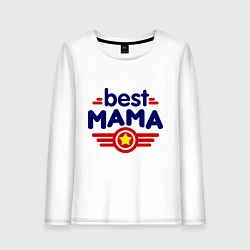 Лонгслив хлопковый женский Best mama logo, цвет: белый