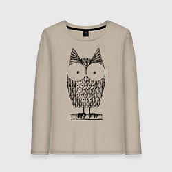 Лонгслив хлопковый женский Owl grafic, цвет: миндальный