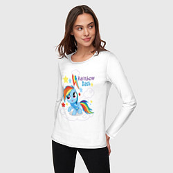 Лонгслив хлопковый женский Rainbow Dash, цвет: белый — фото 2