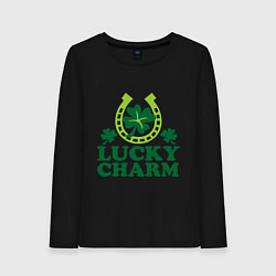 Лонгслив хлопковый женский Lucky charm - подкова, цвет: черный