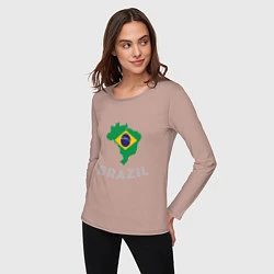 Лонгслив хлопковый женский Brazil Country, цвет: пыльно-розовый — фото 2