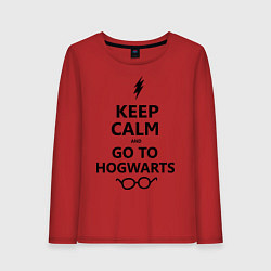 Лонгслив хлопковый женский Keep Calm & Go To Hogwarts, цвет: красный