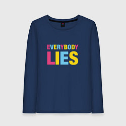 Лонгслив хлопковый женский Everybody Lies, цвет: тёмно-синий