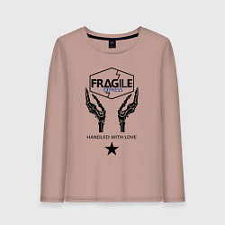 Лонгслив хлопковый женский Fragile Express, цвет: пыльно-розовый