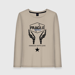 Лонгслив хлопковый женский Fragile Express, цвет: миндальный
