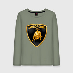 Лонгслив хлопковый женский Lamborghini logo, цвет: авокадо