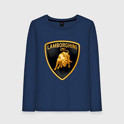 Лонгслив хлопковый женский Lamborghini logo, цвет: тёмно-синий