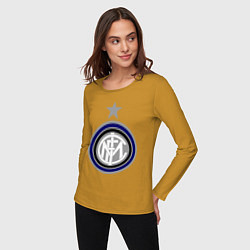 Лонгслив хлопковый женский Inter FC, цвет: горчичный — фото 2