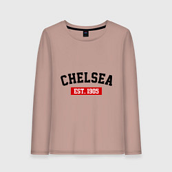 Лонгслив хлопковый женский FC Chelsea Est. 1905, цвет: пыльно-розовый