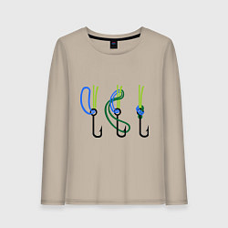 Лонгслив хлопковый женский Рыболовный узел, цвет: миндальный