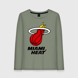 Лонгслив хлопковый женский Miami Heat-logo, цвет: авокадо