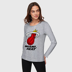 Лонгслив хлопковый женский Miami Heat-logo, цвет: меланж — фото 2