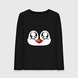 Лонгслив хлопковый женский Морда пингвина, цвет: черный
