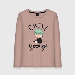 Лонгслив хлопковый женский Chill Yoongi, цвет: пыльно-розовый