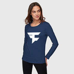 Лонгслив хлопковый женский FAZE Symbol, цвет: тёмно-синий — фото 2