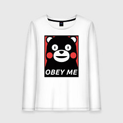 Лонгслив хлопковый женский Kumamon: Obey Me, цвет: белый