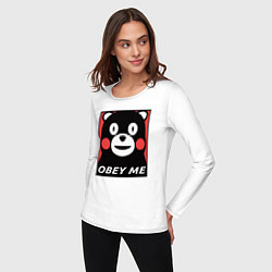 Лонгслив хлопковый женский Kumamon: Obey Me, цвет: белый — фото 2