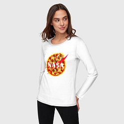 Лонгслив хлопковый женский NASA: Pizza, цвет: белый — фото 2
