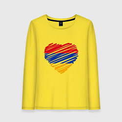 Лонгслив хлопковый женский Сердце Армении, цвет: желтый