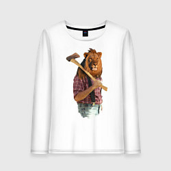 Лонгслив хлопковый женский Lion lumberjack, цвет: белый