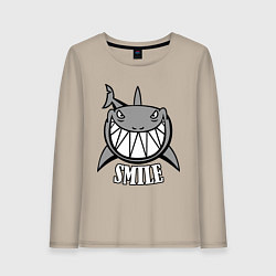 Лонгслив хлопковый женский Shark Smile, цвет: миндальный