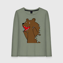 Лонгслив хлопковый женский Медведь цензурный, цвет: авокадо