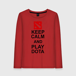 Лонгслив хлопковый женский Keep Calm & Play Dota, цвет: красный