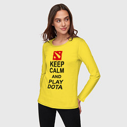 Лонгслив хлопковый женский Keep Calm & Play Dota, цвет: желтый — фото 2