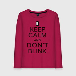 Лонгслив хлопковый женский Keep Calm & Don't Blink, цвет: маджента