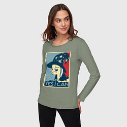 Лонгслив хлопковый женский MLP: Yes I Can, цвет: авокадо — фото 2