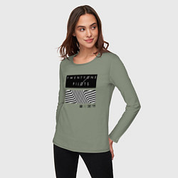 Лонгслив хлопковый женский TOP: Geometry, цвет: авокадо — фото 2