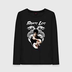 Лонгслив хлопковый женский Bruce Lee dragons, цвет: черный
