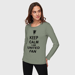 Лонгслив хлопковый женский Keep Calm & United fan, цвет: авокадо — фото 2