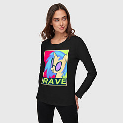 Лонгслив хлопковый женский DJ Pon-3 RAVE, цвет: черный — фото 2