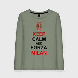 Лонгслив хлопковый женский Keep Calm & Forza Milan, цвет: авокадо