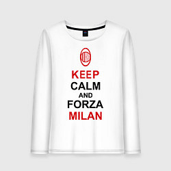 Лонгслив хлопковый женский Keep Calm & Forza Milan, цвет: белый