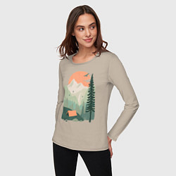 Лонгслив хлопковый женский Wood Adventure, цвет: миндальный — фото 2