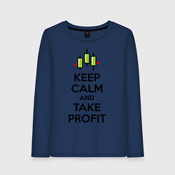 Лонгслив хлопковый женский Keep Calm & Take profit, цвет: тёмно-синий