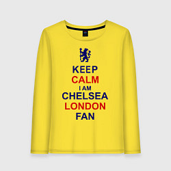 Лонгслив хлопковый женский Keep Calm & Chelsea London fan, цвет: желтый