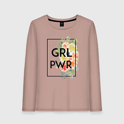 Лонгслив хлопковый женский GRL PWR, цвет: пыльно-розовый