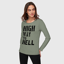 Лонгслив хлопковый женский High way to hell, цвет: авокадо — фото 2