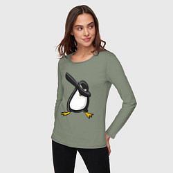 Лонгслив хлопковый женский DAB Pinguin, цвет: авокадо — фото 2