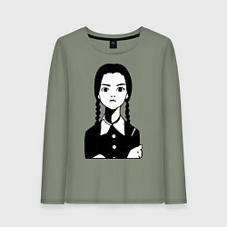 Лонгслив хлопковый женский Wednesday Addams, цвет: авокадо