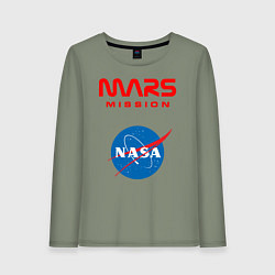 Лонгслив хлопковый женский Nasa Mars mission, цвет: авокадо